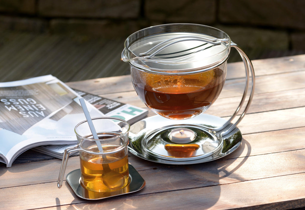 Glass Teapot with Warmer, Set 'Picco