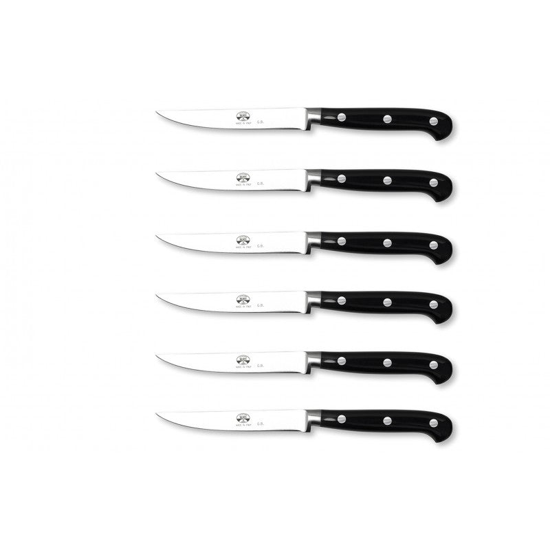 Set of 6 Steak Knives White Lucite Handles Intero Berti 