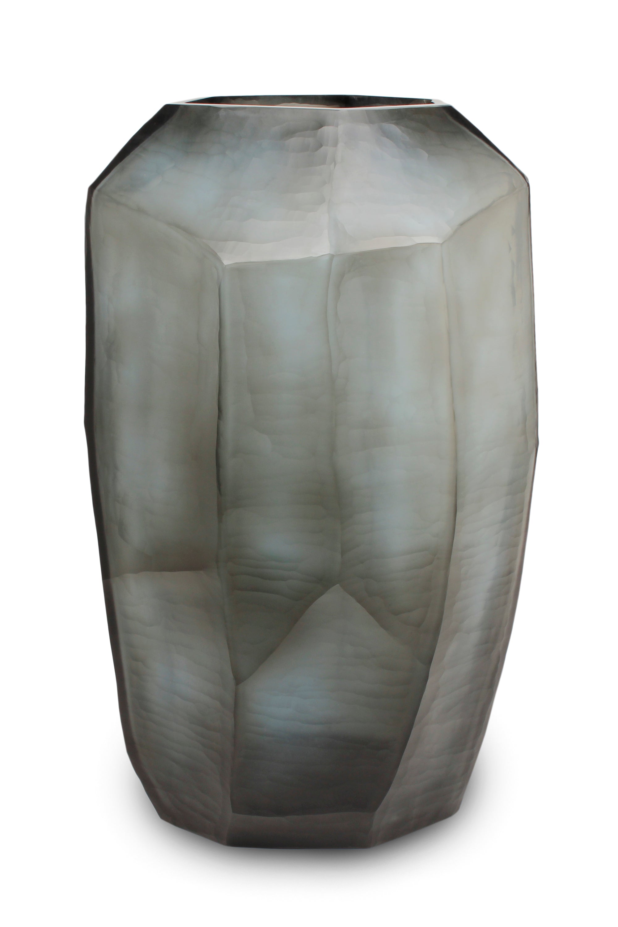 Guaxs - Cubistic Tall Glass Vase, Indigo / Smoke Grey - Mondopiero